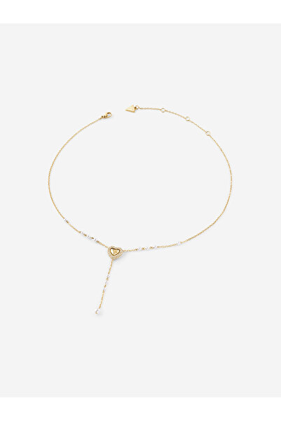 Guess 16-18" pave heart y necklace