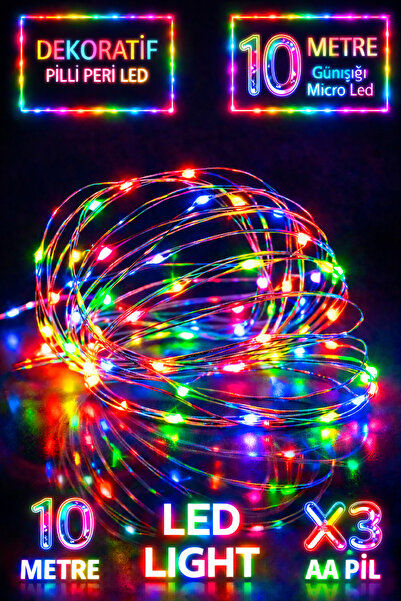 Parti dolabı Peri Led Işık 10 Metre Rgb Renkli Yılbaşı Dekoratif Aydınlatma R...