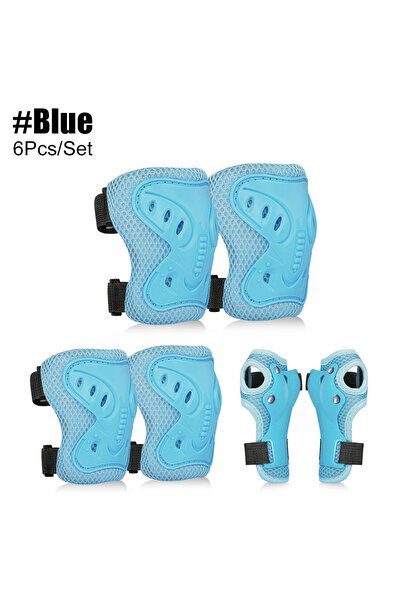 Choice طقم واقيات ركبة ومرفقين أزرق 6 في 1 مع واقي للمعصم للتزلج على الألواح،...