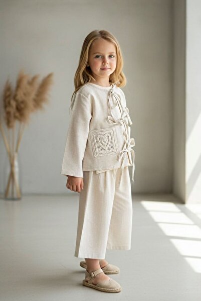 Minigimin Cicileri Set de 3 piese pentru fetiță, stil natural, cu buzunare tr...