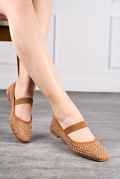 Nstil Жіночі балетки на щоденний носіння з камінцями та гумкою, низьким каблу...