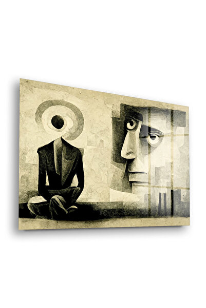 Decovetro Pictură pe sticlă Portret geometric abstract