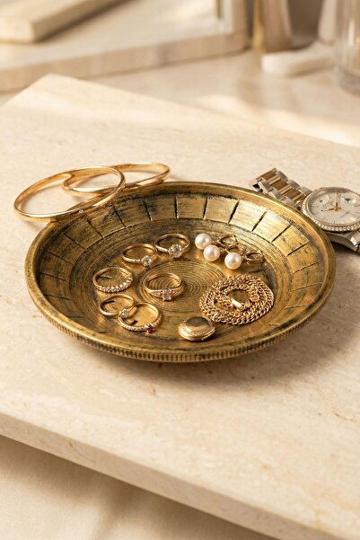 Viselia Takı Tabağı Takı Organizeri Takı Makyaj Kozmetik Düzenleyici Altın Es...