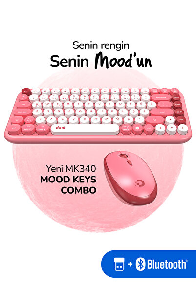 Daxi MK340 Mood Keys Combo Kablosuz Bluetooth Klavye Mouse Seti, Türkçe Q Kla...