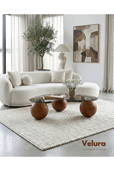 Velura Home & Living Modern Orta Sehpa & Küre-Top Sehpa & Ahşap Sehpa
