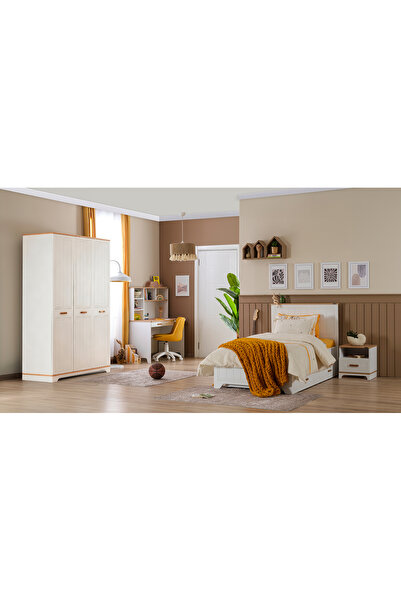 Lajivert Bella Genç Odası ( 3 Kapaklı Dolap + 100*200 Karyola + Çalışma Masası )