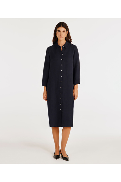Yargıcı Yaka Detaylı Rahat Kalıp Elbise