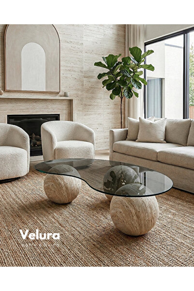 Velura Home & Living Modern Orta Sehpa & Küre Sehpa & Top Sehpa & Füme Fasuly...