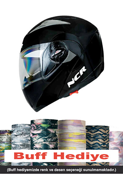 NCR Çene Açılır Kask Parlak Sıyah Ece Belgeli