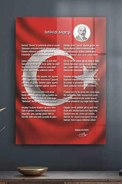 Decovetro Pictură pe sticlă cu melodie Istiklal cu steag