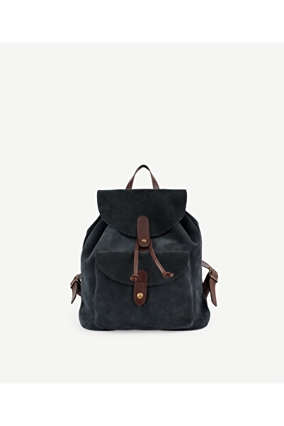 Yargıcı Suede Leather Backpack with Flap Detail