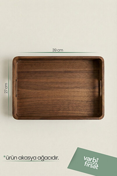 Varbifırsat صينية تقديم من خشب الأكاسيا 39 سم × 27 سم
