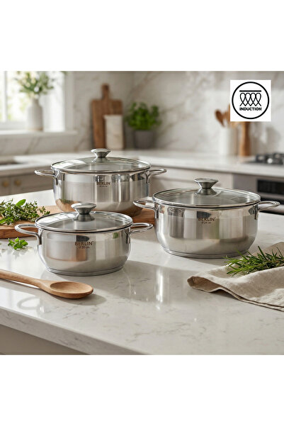 Bonera Berlin Stainless Steel 6-Piece Induction-Based Cookware Set (20-22-24)