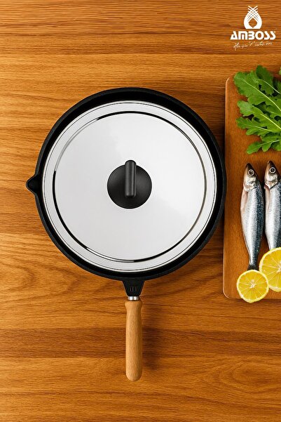 Amboss Vento Döküm 36 cm Kapaklı Balık Tavası