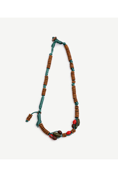 Yargıcı Ahşap Boncuklu Uzun Kolye