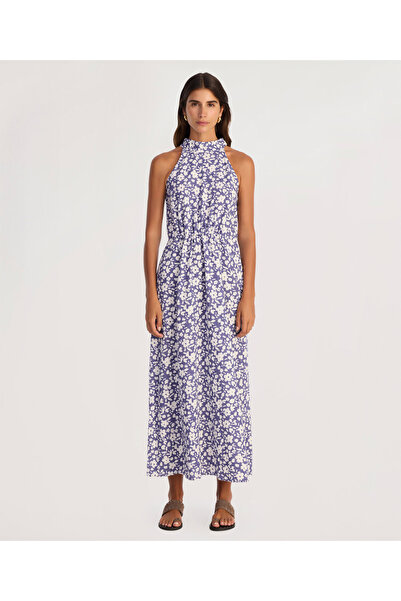 Yargıcı Dik Yaka Kolsuz Uzun Boy Elbise