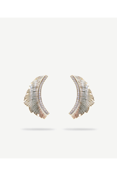 Yargıcı Yaprak Formlu Gold Küpe