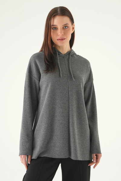 Rays 3087A Hooded Long Sleeve Tunic Anthracite