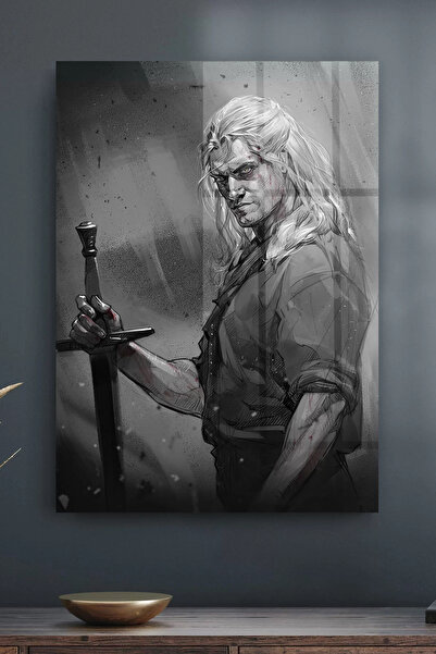 Decovetro Tablou din sticlă The Witcher alb-negru