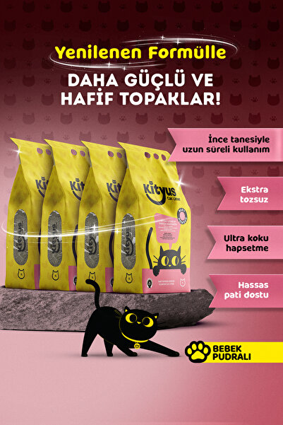 Kityus 4lü Avantaj Paketi -Kityus Bebek Pudrası Kokulu Kedi Kumu 4x5 Lt