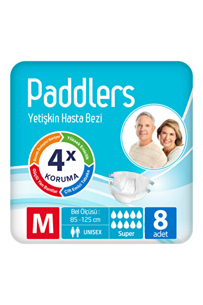 Paddlers Yetişkin Hasta Bantlı Bez Medium 8 Adet – Deneme Paketi - Yüksek Emi...