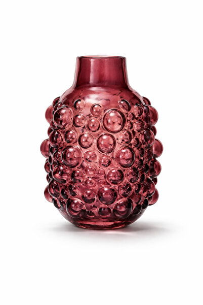 Warm Design Mor Kabartmalı Noktalı Cam Vazo