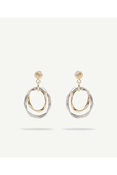 Yargıcı Two Rows and Texture Detailed Hoop Earrings
