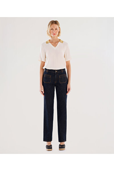 Yargıcı Cep Detaylı Normal Bel Rahat Fit Denim Pantolon