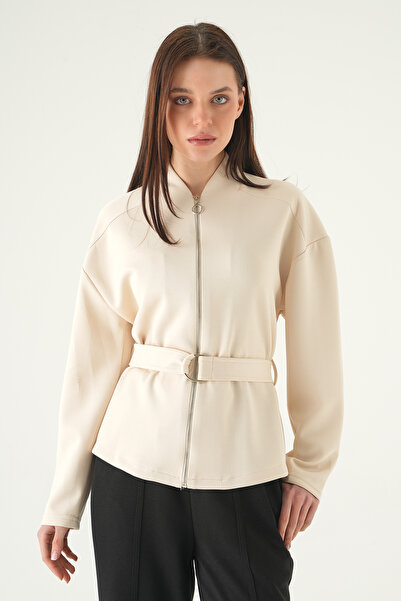 Rays Cardigan Taş Bel cu cu detaliu cu șnur fermoare 3075A