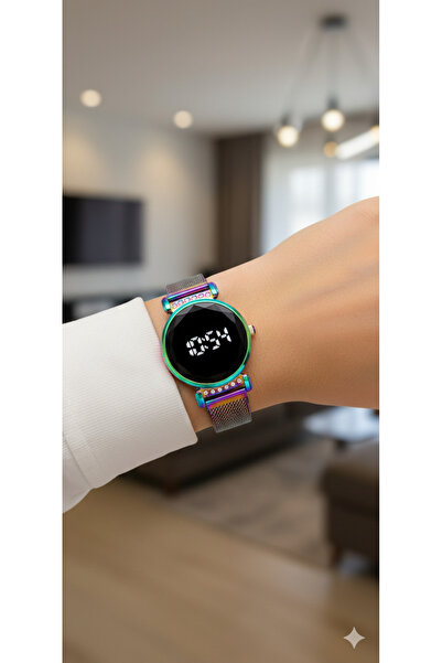 sonsuzsaat Şık Renk Değiştiren Rainbow Mıknatıslı Kordon Kadın Kol Saati