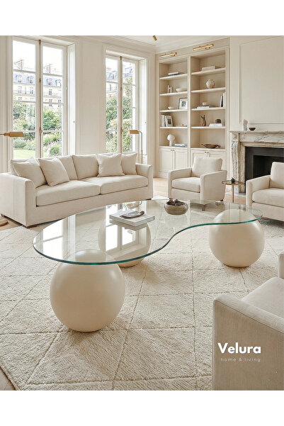 Velura Home & Living Orta Sehpa & Modern Küre Sehpa & Bohem Top Sehpa & Şeffa...