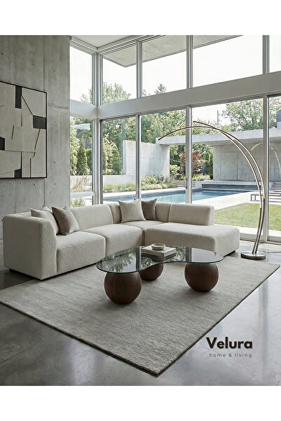 Velura Home & Living Top Sehpa & Füme Fasülye Cam Küre Orta Sehpa Füme Cam - ...