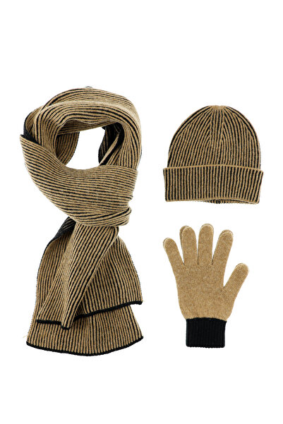 Kiğılı Σετ κασκόλ & μπερέ & γάντια με μάλλινο σχέδιο