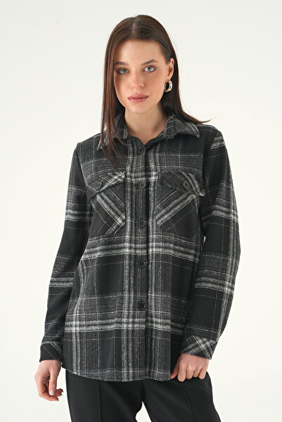 Rays 3126A قميص منقوش بجيب مزدوج أسود