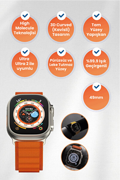 BLUEO Watch Ultra / Ultra 2 Compatible 3D Curved Ab Glue Smart Watch Screen P...