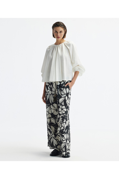 Yargıcı Long Sleeve Blouse with Tie Back Detail