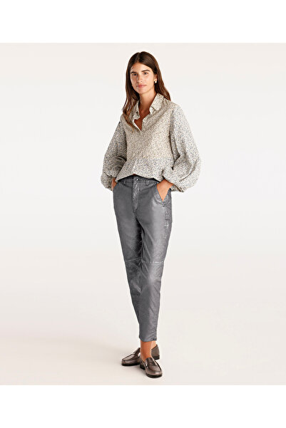 Yargıcı Kesik Detaylı Yüksek Bel Düz Kesim Pantolon