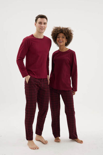 KLY Çiftlere Özel Toplam 4 Parça Konsept Kadın Erkek 2 li Pijama Takımı Çiftlere Özel
