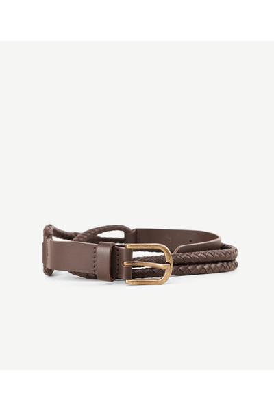 Yargıcı Çift Örgülü Deri Kemer