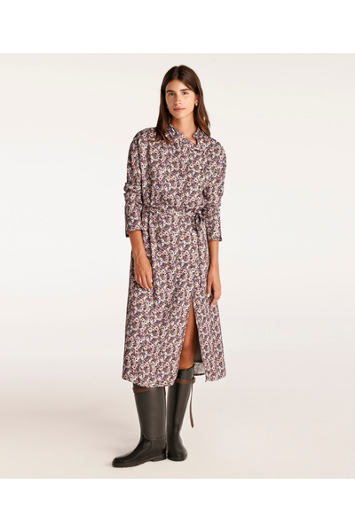 Yargıcı High Collar Sheath Long Sleeve Midi Dress