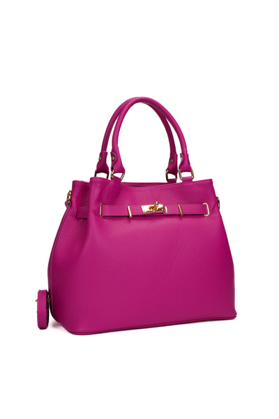 Posete Fagaras Poseta Piele Ingrid - Fucsia, Geanta Casual din Piele Naturala...