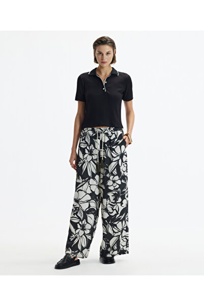 Yargıcı Kordon Detaylı Bol Kesim Beli Lastikli Pantolon