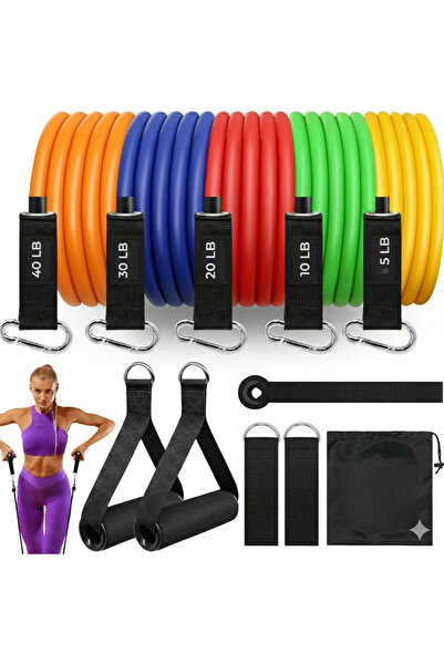 VAYNE 16 Piece Resistance Rubber Set Latex Resistance Band with Bag
