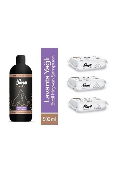 Sleepy Petcare Evcil Hayvan Islak Havlusu 60 Yaprak x3 + Petcare 500 ml Sampuan