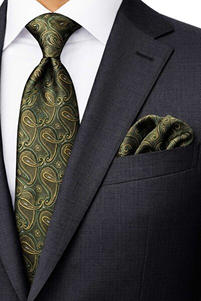 Kravatkolik Cravată clasică cu model șal verde KK13120