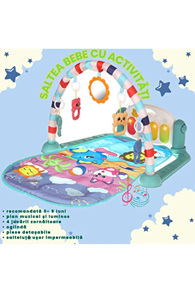 Salamandra Centru Activitati Albastru, cu jucarii Zornaitoare,Oglinda, Pian c...