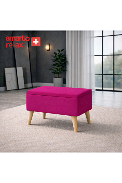 Smarto relax Sandıklı Babyface Puf | Ahşap Ayaklı Depolama Pufu (60x40x45) –