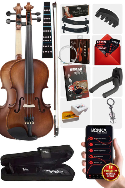 Midex Lma-644-pak Profesyonel Keman 4/4 Tam Boy (YASTIK SUSTURUCU YEDEK TEL Ç...