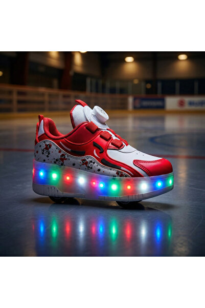 LE STYLE DE MARIE Patenli Işıklı Ayakkabı Ortopedik Tekerlekli Led Işık ON-OF...