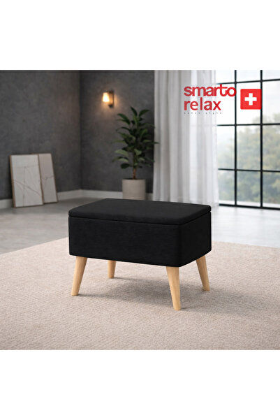 Smarto relax Sandıklı Babyface Puf | Ahşap Ayaklı Depolama Pufu (60x40x45) –